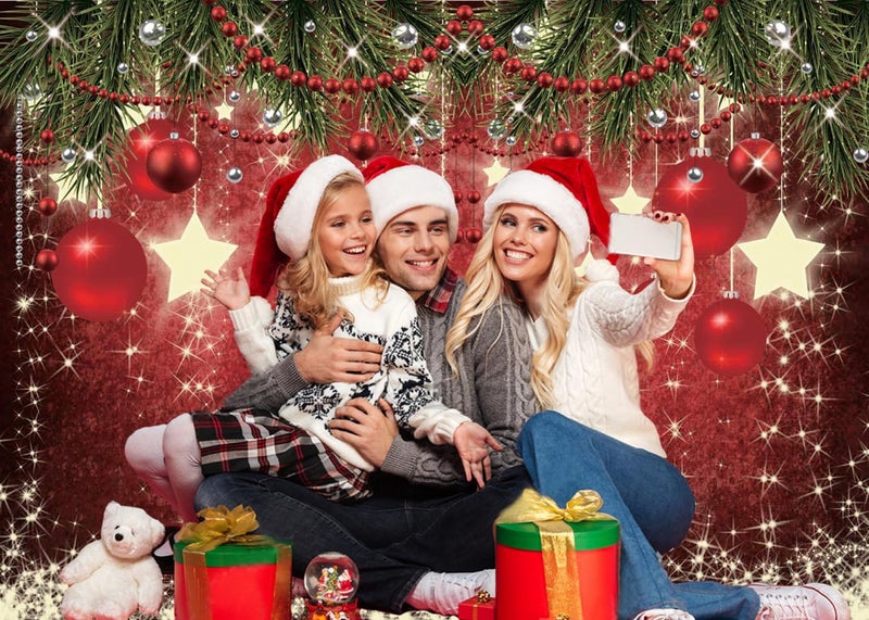 CHAIYA 7x5ft Christmas Backdrop Red Ball Xmas Merry Party Decorations for Family Holiday New Year Backdrop for Christmas Party Decoration Banner Photo Shoot - Image 4